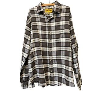 Work Zone Plaid Flannel Long Sleeve, Men’s Shirt, Brown/aBlack/White, Size Large